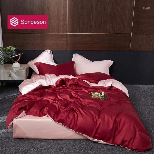 

sondeson women 100% silk red bedding set 25 momme healthy beauty  king duvet cover fitted sheet pillowcase for great sleep1