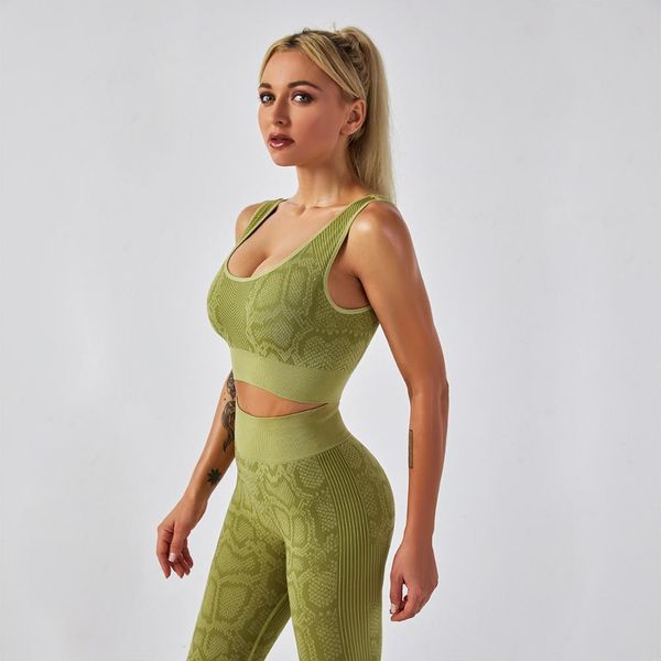 

seamless snakeskin yoga set sportswear tracksuit fashion bra high waist sports leggings push-up yoga pant activewear yoga suits wmtyhe