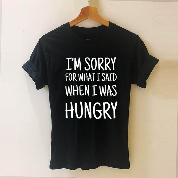 

sport i'm sorry for what i said when i was hungry letter print women short sleeve tshirt casual cotton funny t shirt for girl lady top