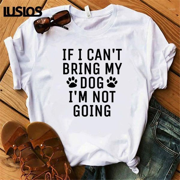 

luslos dog love puppy's foot prints women t shirt 2020 summer letter print casual streetwear t-shirts hipster femme funny 1, White