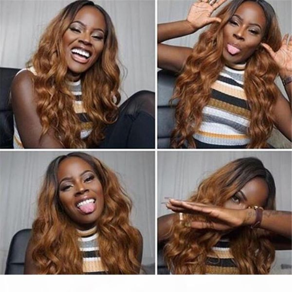 

#1b #4 ombre front lace wig glueless full lace wigs brazilian human hair virgin body wave wig for black women