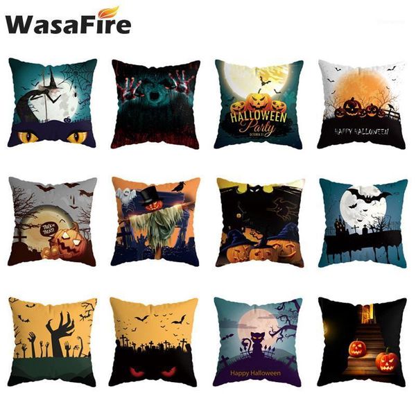 

45x45cm halloween cushion cover pumpkin demon wizard throw pillow cover living room sofa car decorative pillowcase1