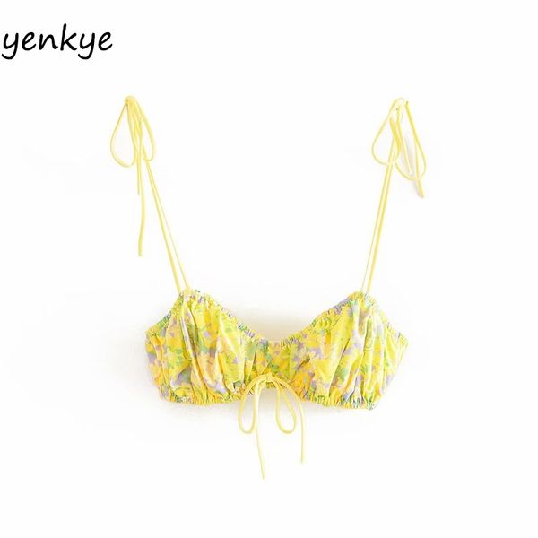 

yellow floral print cami women strapless holiday summer ldzz6257 201028, White