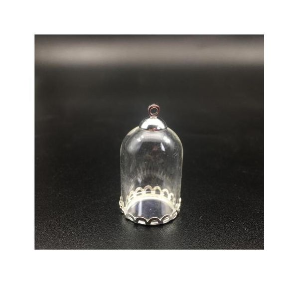 

5set 25*18mm hollow tube glass jar with silver setting tray beads cap set glass vials pendant craft display jewelry bbyqwr, Black