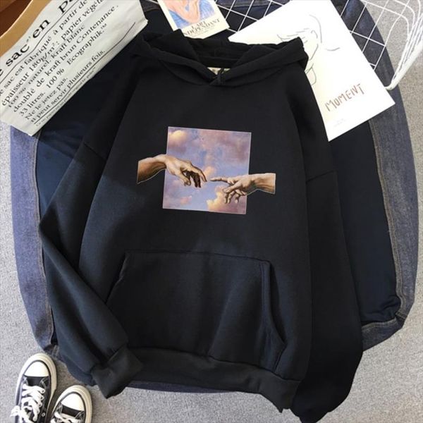 

winter hands sweatshirts hoodie kawaii pullover jumper outfits tumblr gothic aesthetic harajuku drop shipping good quality, Black