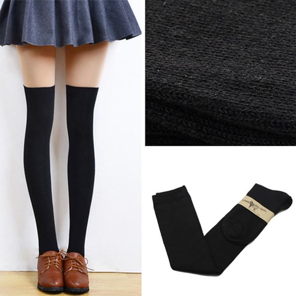 

2020 new 4 colors fashion women' socks warm thigh high over the knee socks long cotton stockings for girls ladies women, Red;black