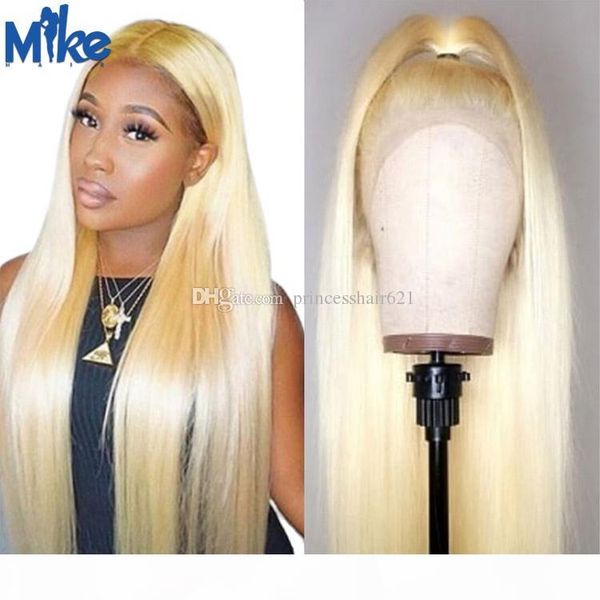 

mikehair blonde human hair wig #613 brazilian straight lace front wig with baby hair for black women, Black;brown