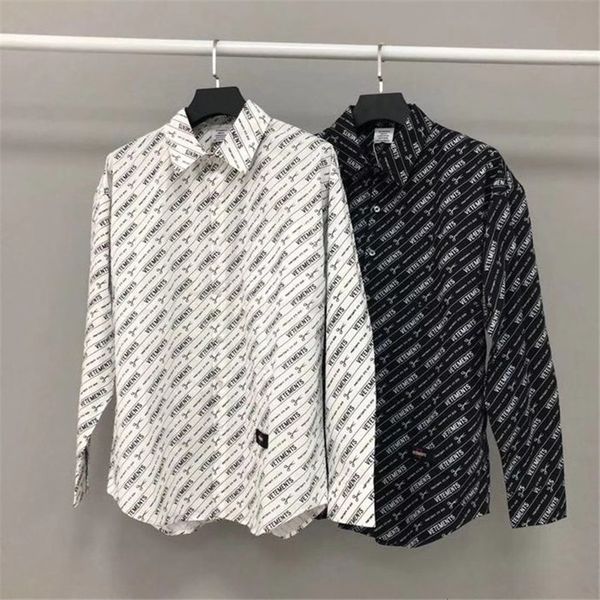 

2021 new oversize v-shaped embroidery vtm blouse long sleeve black white scissors full printing vetements shirts h2lc