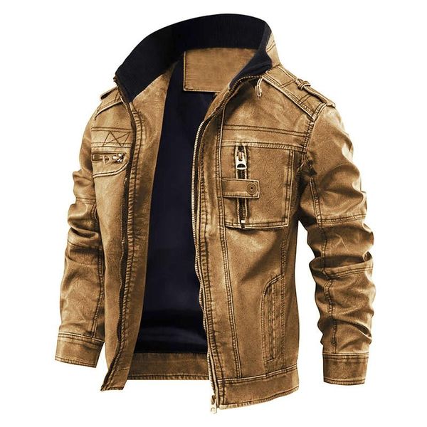

men's fur & faux leather pu jacket men vintage embroidery letters autumn spring motorcycle pilot coat, Black