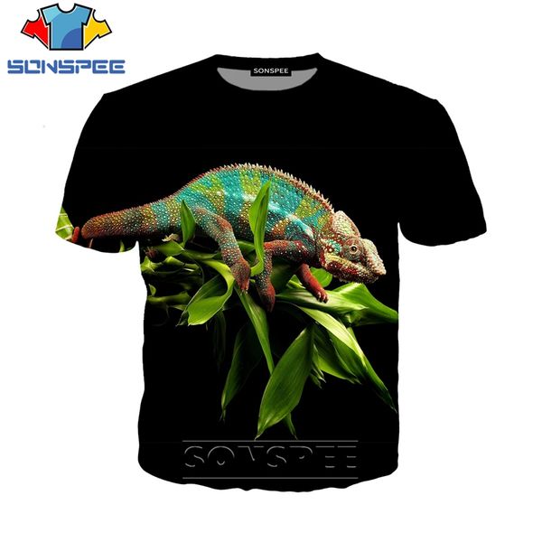 

new cool chameleon 3d print shirts horror plus size plus size men clothing