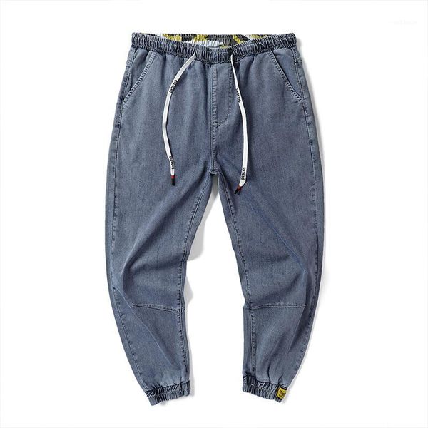 

fashion streetwear men jeans large size -7xl denim cargo pants slack bottom joggers pants hip hop jeans men thin harem1, Blue
