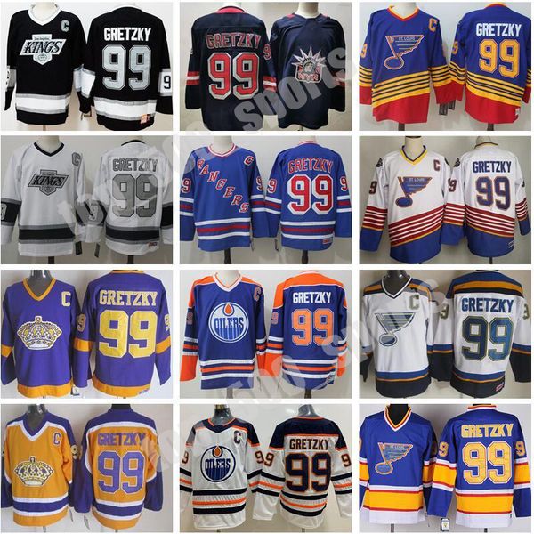 

hokkey hokkey 99 уэйн гретцкий джерси мужчины нью-йорк рейнджерс сент-луис блюз ла лос-анджелес kings edmonton oillers blue white retro vint, Black;red