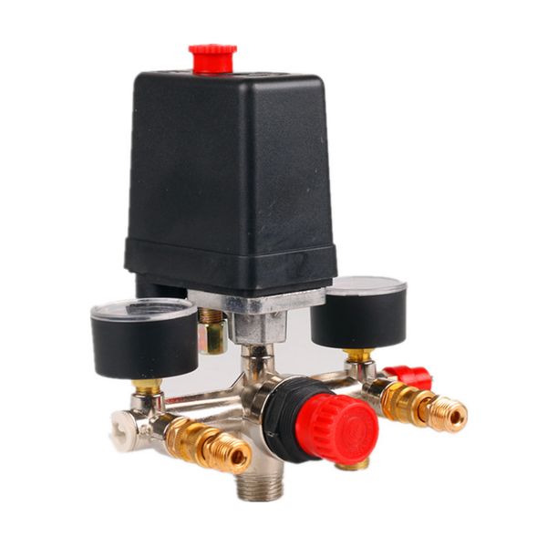 

air compressor pressure valve switch manifold relief regulator gauges 90-120psi 220v aluminum metal bracket