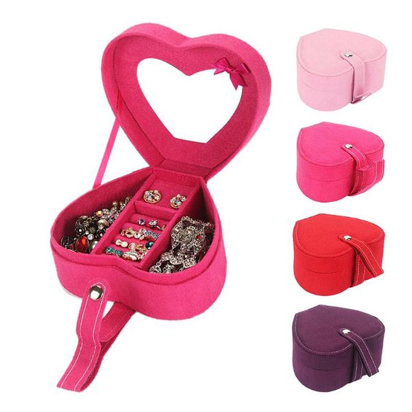 

jewelry pouches, bags soft velvet box mirrored ring beacelet earrings display storage case, Pink;blue