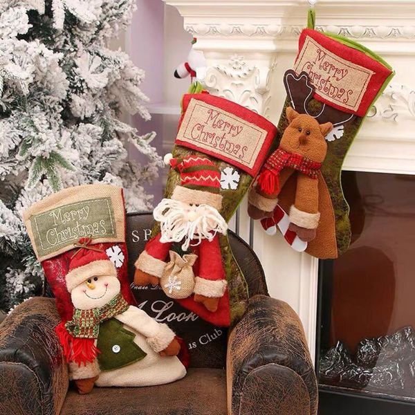 

santa claus snowman elk christmas stocking christmas gift candy storage bag