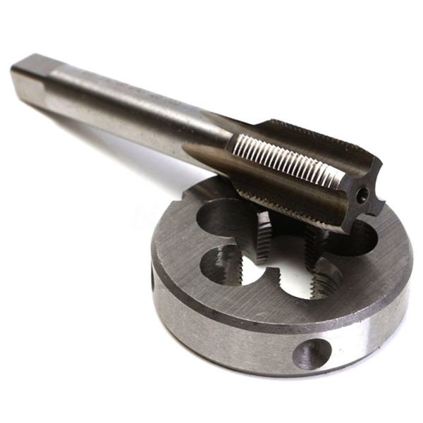 

2pcs 1/2-28 unef hand tap + round die set hss right hand tapping tap tool