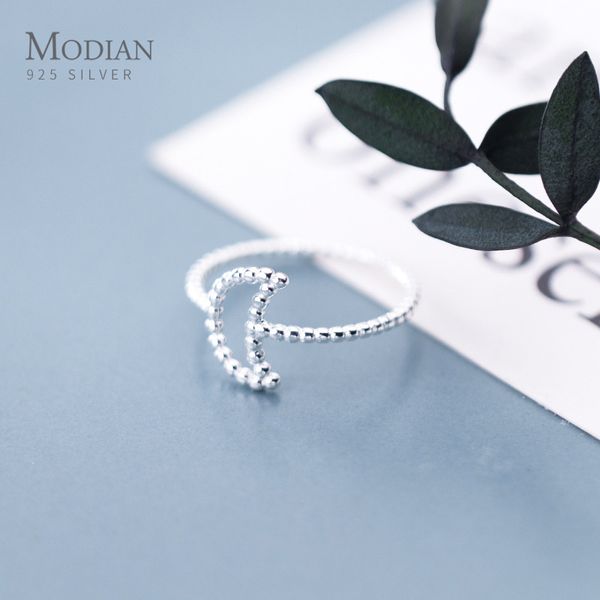 

modian sweet cute simple moon finger ring for women girl fashion 925 sterling silver slim ring korea style party fine jewelry fashion design