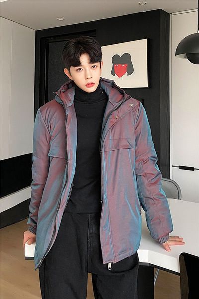 

2021 cotton-coated autumn new fashion-color-changing cotton-padded clothing male youth 5pvr, Black