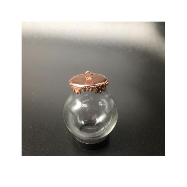 

50sets 25x15mm clear light bulb glass globe with metal crown base tray jewelry necklace hollow glass orbs diy wishing jllsva, Black