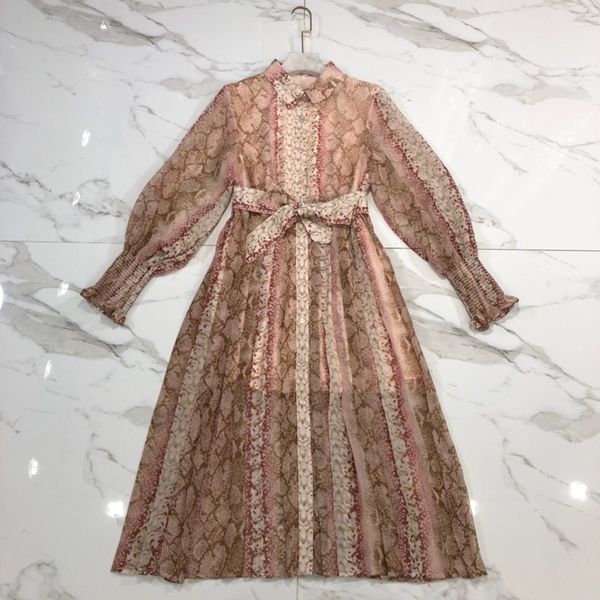 

дизайнер милан подиум платья 2019 весна лето отворота шея длинного рукав женских панели платье бренд платье same style 032406, Black