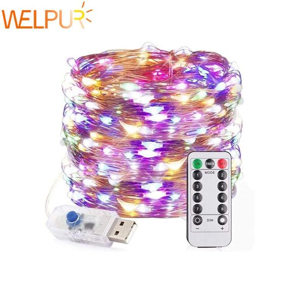 

гирлянд рождественские огни фея usb с 13 ключ дистанционного 33ft 100 led водонепроницаемый декоративные медный провод фестиваль огней парти