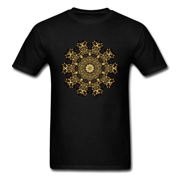 

2018 fashion golden mandala print black art chic design male short sleeve summer spring birthday gift sport hooded sweatshirt hoodie t shirt