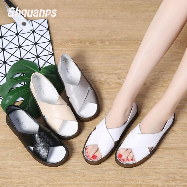 

woman sandals 2020 zapatos mujer fashion leather comfortable women flat sandals flip flops walking causal shoes plus size 44, Black