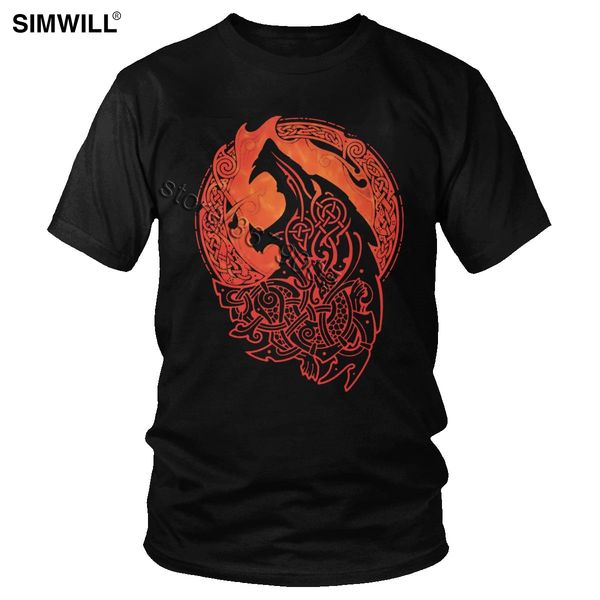 

sport viking valhalla odin fenrir t shirt fashion urban cotton nordic mythology t-shirt men short sleeve loki's son monstrous wolf tee