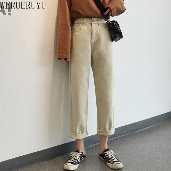 

new apricot jeans women high waist mom jeans spring vintage harajuku straight pants femalefor 2020, Black;white