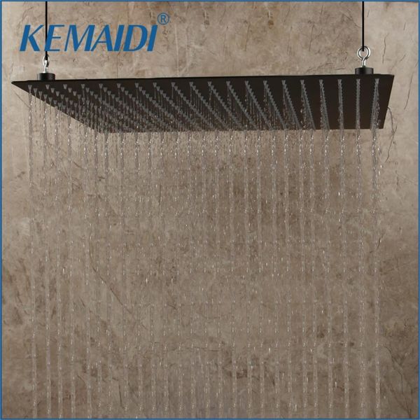 

kemaidi 20 inch black stainless steel bathroom square rain shower head ceiling wall sprayer thin high pressure 1011