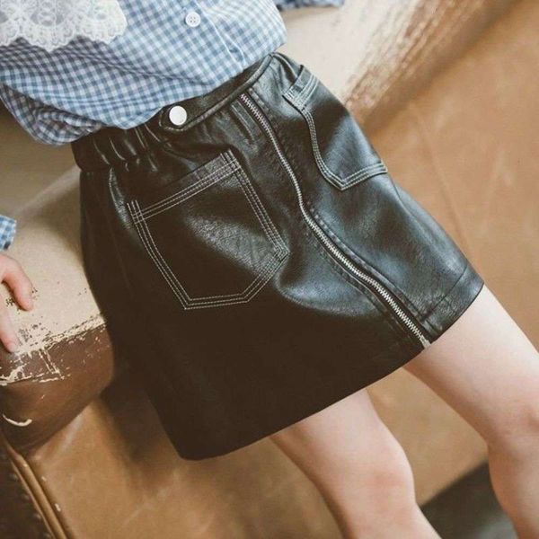 

2020 girls' drs new korean fashion little girl fashionable leather autumn and winter children's foreign sle skirt, Blue