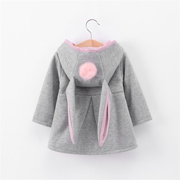 

winter autumn baby girls coat long sleeve 3d rabbit ears fashion casual hoodies kids clothes clothing children outerwear c1012, Blue;gray