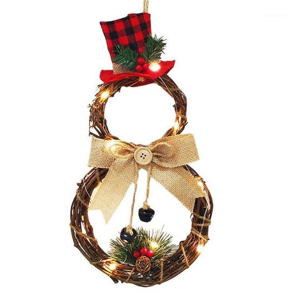 

decorative flowers & wreaths snowman shape christmas wreath pendant led wall hanging xmas garland decorations for home1