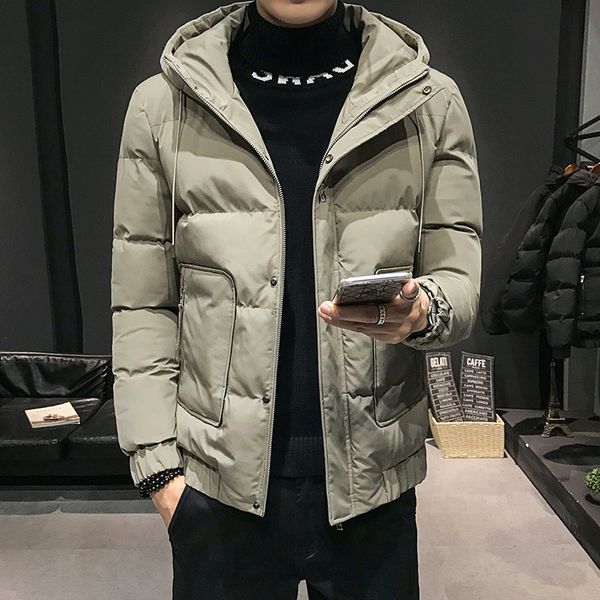 

2021 new fashion trends autumn winter men puffer jacket hooded up street wear coat big pockets a2jb, Black;brown