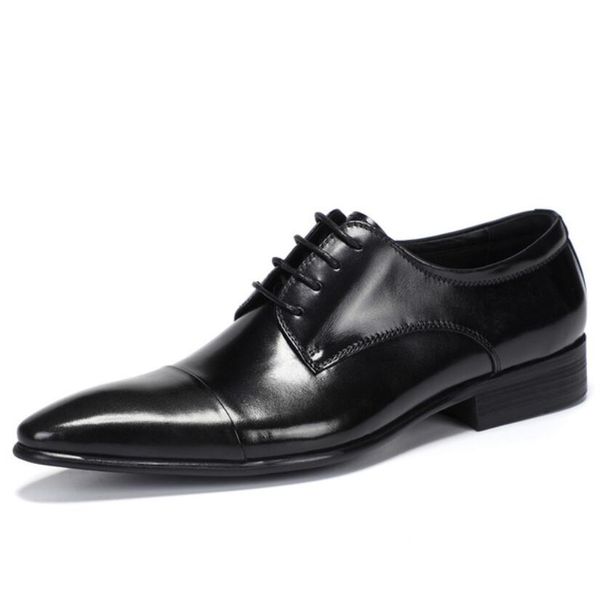 

mens genuine leather shoes shoe real leather mens shoe business wedding banquet dress shoes, Black