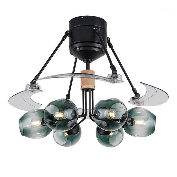 

led modern ceiling fan lamp devil glass lampshade pendant remote control light ventilador de teto lighting for dinning room1