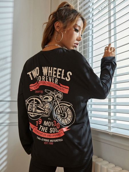 

slogan graphic drop shoulder tee y4uc#, White