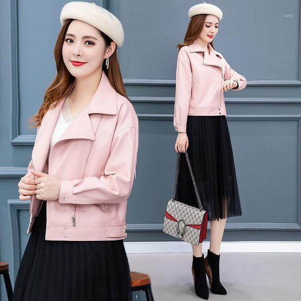 

spring new locomotive pu leather jacket short section small coat mom fashion autumn coat young middle-aged women's wear zipper1, Black