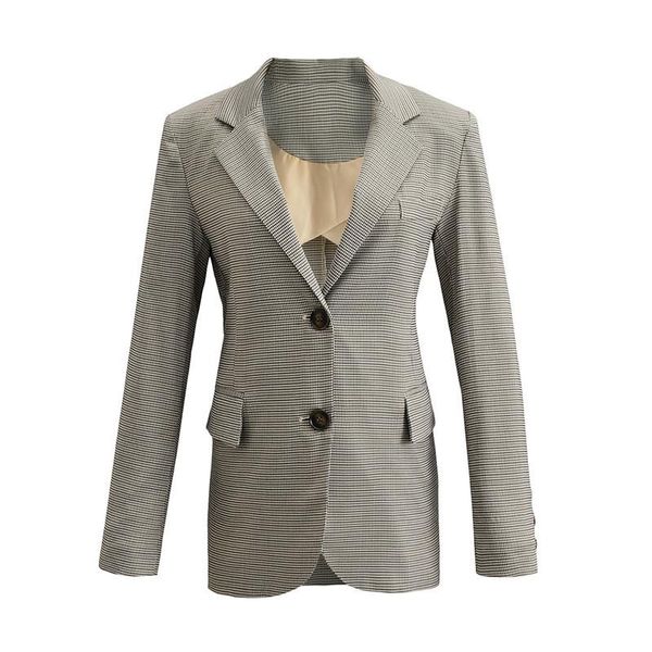 

blsqr vintage casual houndstooth blazer women fashion single breasted office ladies jacket coat notched collar long sleeve suits, White;black