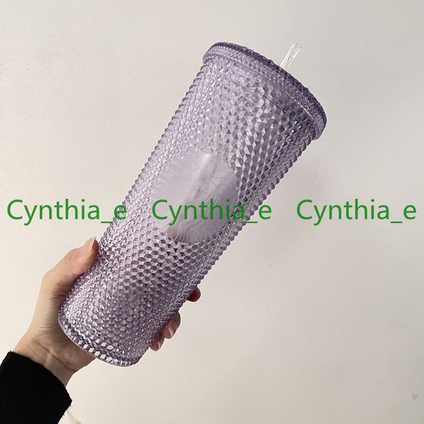 

2022 starbucks double barbie pink tumblers durian laser straw cup tumblers mermaid plastic cold water coffee cups gift mug l4