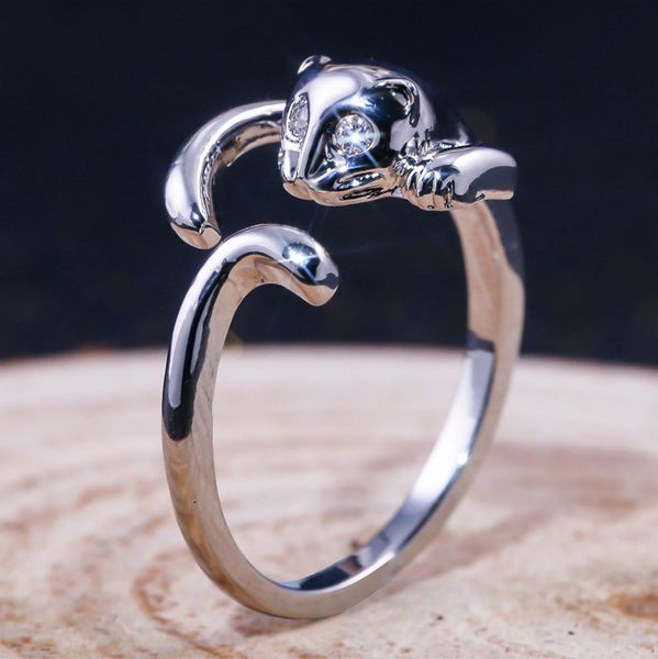 

februaryfrost brand romantic kitty open finger rings for women four style available cute cat shaped design birthday gift for girlfriend, Silver