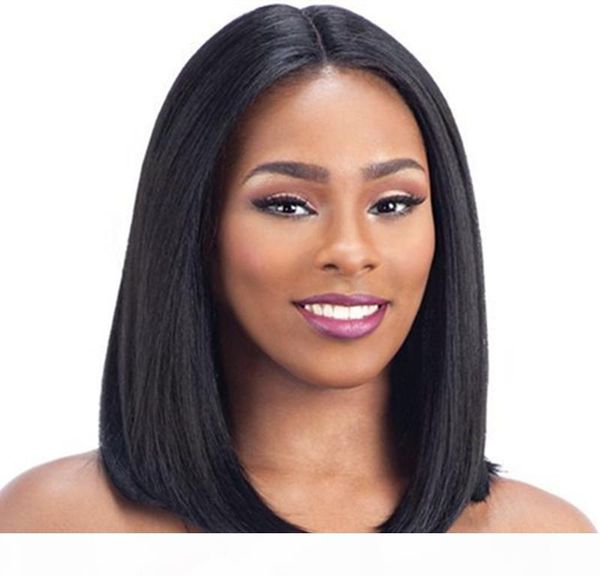 

glueless side part bob straight brazilian virgin human hair natural hairline lace front and full lace wigs natural color for black women, Black;brown