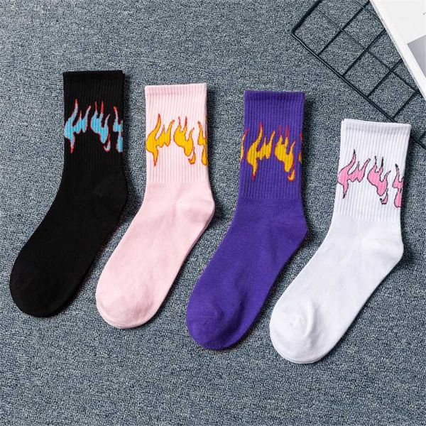 

men's socks arrival men sock hip hop color on fire crew blaze power torch streetwear skateboard cotton gift for, Black
