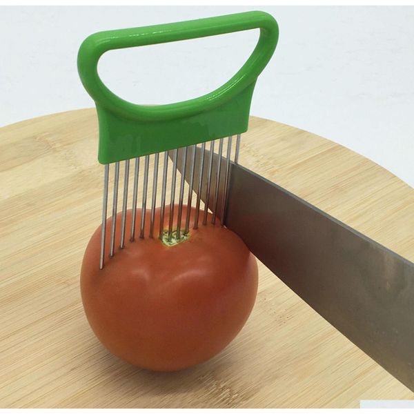 

easy cut onion holder fork stainless steel +plastic vegetable slicer tomato cutter metal meat needle gadget jllioj bdedome
