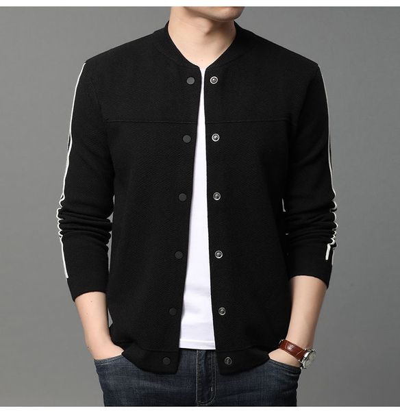 

2021 men's autumn thin new cardigan jacket young clothes 7tvq, Black;brown