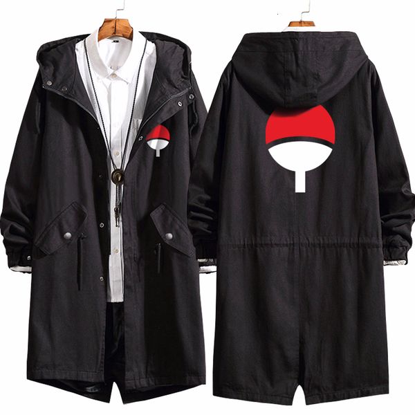 

2021 new men anime hoodie coat uzumaki naruto cosplay long trench jacket sweatshirt thicken overcoat caii, Black