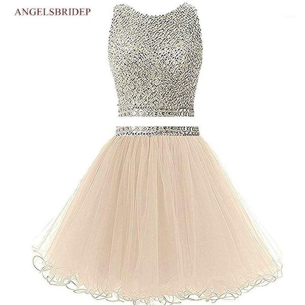 

fashion 2 piece short homecoming dresses sparkly beading tulle celebrity vestido de festa formal graduation dresses1, White;black