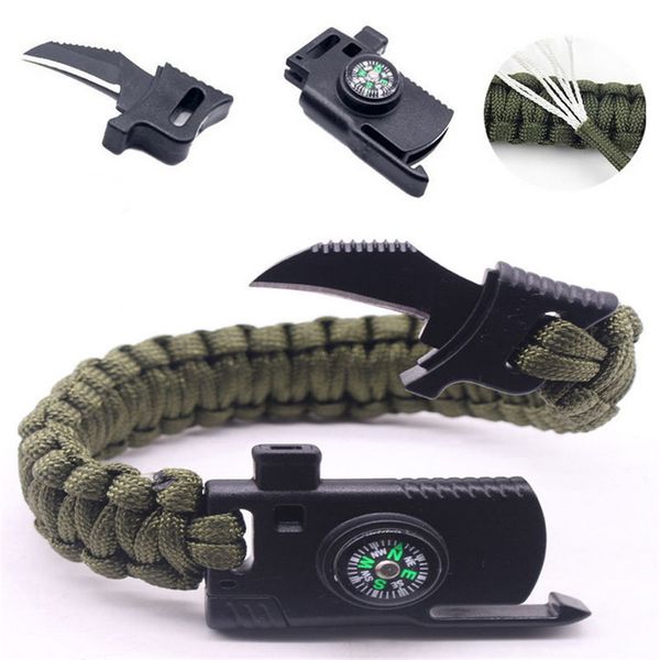 

men multi-function paracord survival bracelet outdoor camping rescue emergency rope bracelets with knife for women