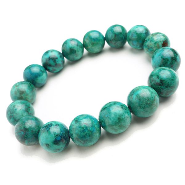 

12.5mm precious natural green chrysocolla malachite crystal bracelets for women female charm stretch round bead bracelet, Black