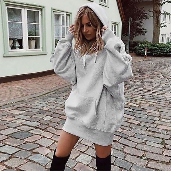 Mulheres Hoodies Moletom Sweatshirt Sweatshirts Do Outono Vestido Mulheres Algodão Pullover Manga Longa Moda Moda Moda Dress Senhoras T200904